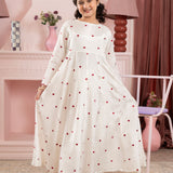 Cute Heart Embroidered Dress With Flared Pants (ESFW-03)