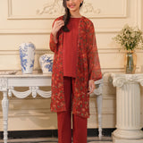 Printed Gown With Top And Trousers (DGFS-16)