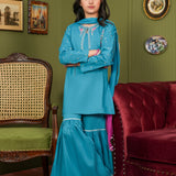 Embroidered Kameez Gharara & Dupatta (GSK-603)