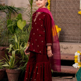 Embellished Kameez, Gharara & Dupatta (GPW-S1125)