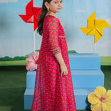 Embroidered Kali Dar Shirt With Slip And Straight Pants (DGFS-42)