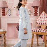 Solid Kurta And Basic Shalwar With Delicate Embroidery On Neckline, Sleeves And Shalwar Bottom. (ECGW-01)