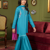Embroidered Kameez Gharara & Dupatta (GSK-603)
