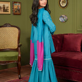 Embroidered Kameez Gharara & Dupatta (GSK-603)