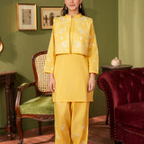 Embroidered Waist Coat With Kameez And Embroidered Shalwar (SSEGKS-26)