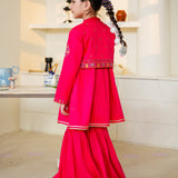 Rangeen Kurti With Embroidered Waistcoat & Gharara (RGKS-49)