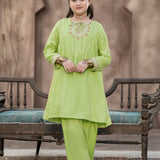 Embroidered Flared Frock With Loose Bottom Shalwar Along With Duppatta (EFW-22)