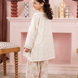 Cross-Stitch Embroidered Kali Dar Kurta With Printed Shalwar (ECDP-03)