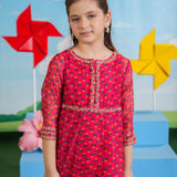 Embroidered Kali Dar Shirt With Slip And Straight Pants (DGFS-42)