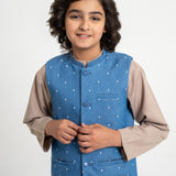 Printed Denim Waist Coat (MSBCWC-015)