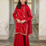 Emb Short Shirt/Flared Lehnga/Dupatta (GPW2-17)