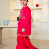 Rangeen Kurti With Embroidered Waistcoat & Gharara (RGKS-49)