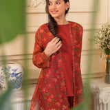 Printed Gown With Top And Trousers (DGFS-16)