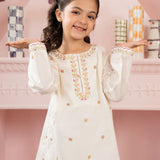 Cross-Stitch Embroidered Kali Dar Kurta With Printed Shalwar (ECDP-03)