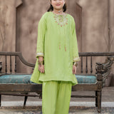 Embroidered Flared Frock With Loose Bottom Shalwar Along With Duppatta (EFW-22)