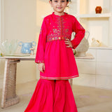 Rangeen Kurti With Embroidered Waistcoat & Gharara (RGKS-49)