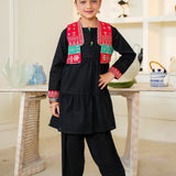 Embroidered Waist Coat, Frock & Shalwar (RGKS-53)