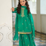 Embroidered Peplum Shirt, Gharara & Dupatta (GPW-1187)