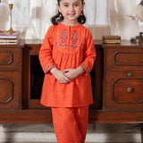 Embroidered Rangeen Kurti With Trousers (RGKSM-03)