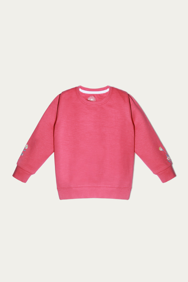 Graphic Sweatshirt - Soft Slub Lsf Fleece | Dark Rose - Best Kids Clothing Brands In Pakistan Online|Minnie Minors