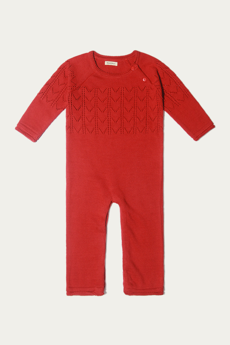Crocheted Sweater Romper - Soft Cotton | Red - Best Kids Clothing Brands In Pakistan Online|Minnie Minors