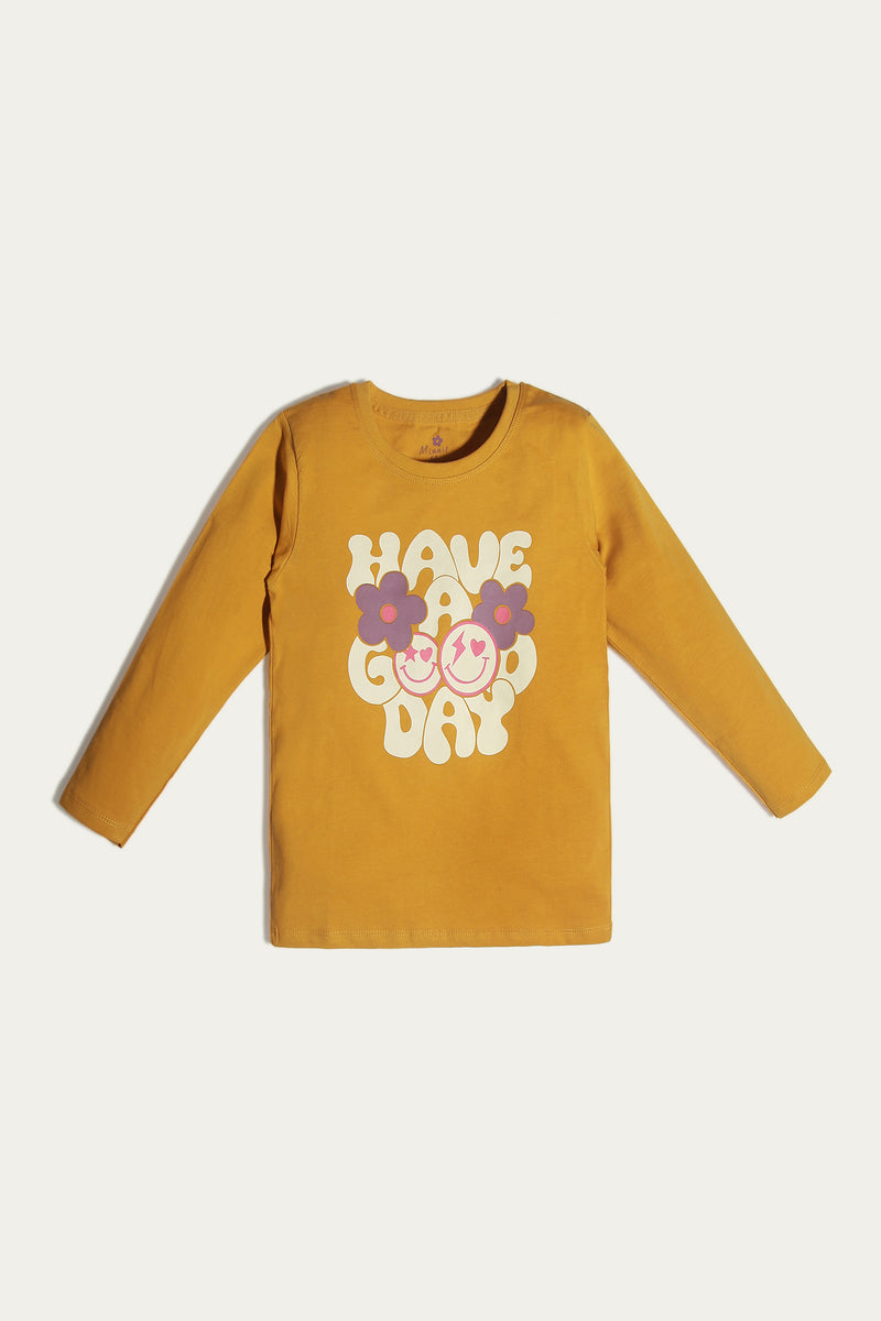 Graphic T-Shirt - Soft Jersey | Mustard - Best Kids Clothing Brands In Pakistan Online|Minnie Minors