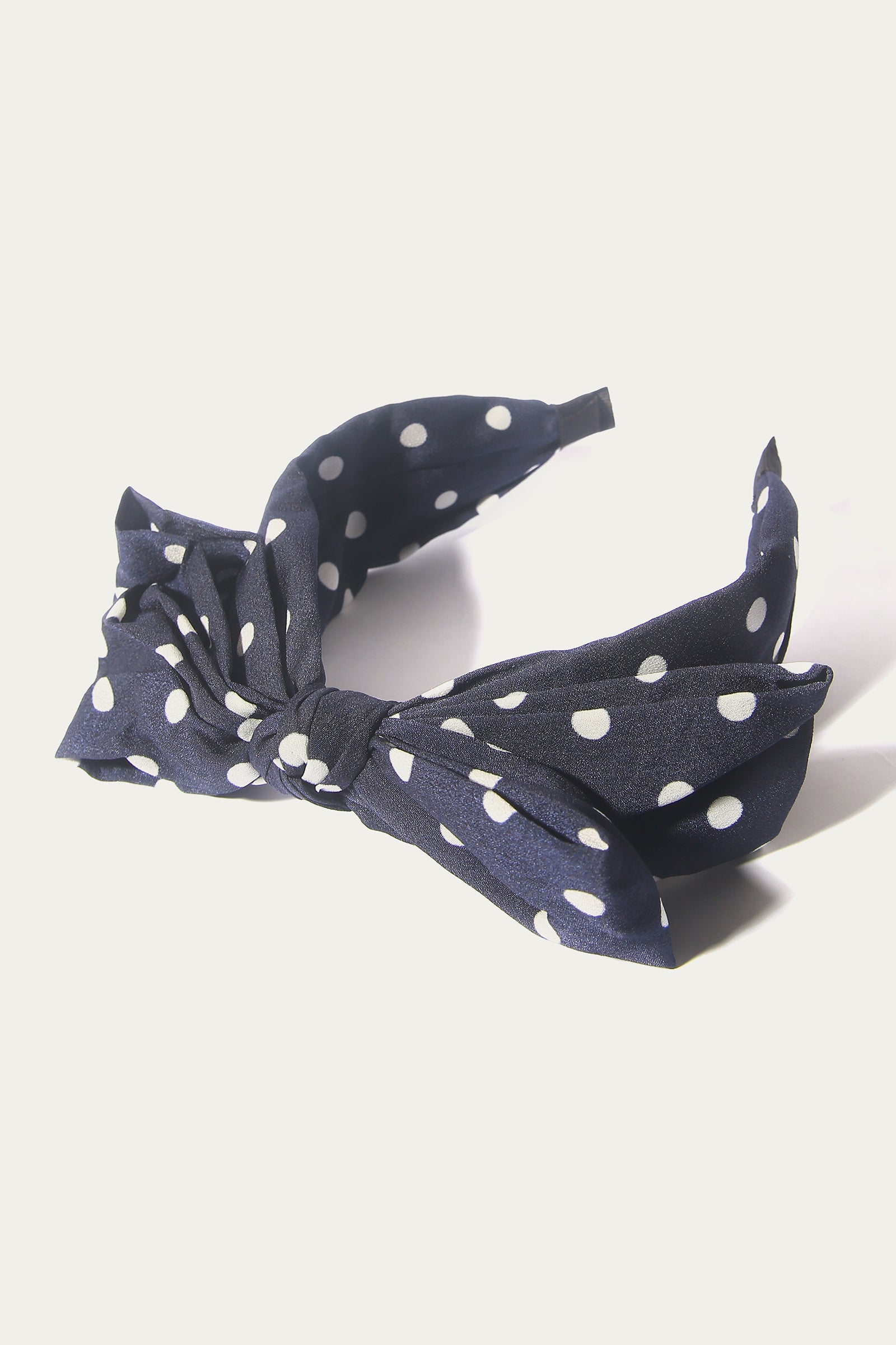 Head Band - Soft Plastic+Fabric Silk Dots | Navy Blue - Best Kids Clothing Brands In Pakistan Online|Minnie Minors