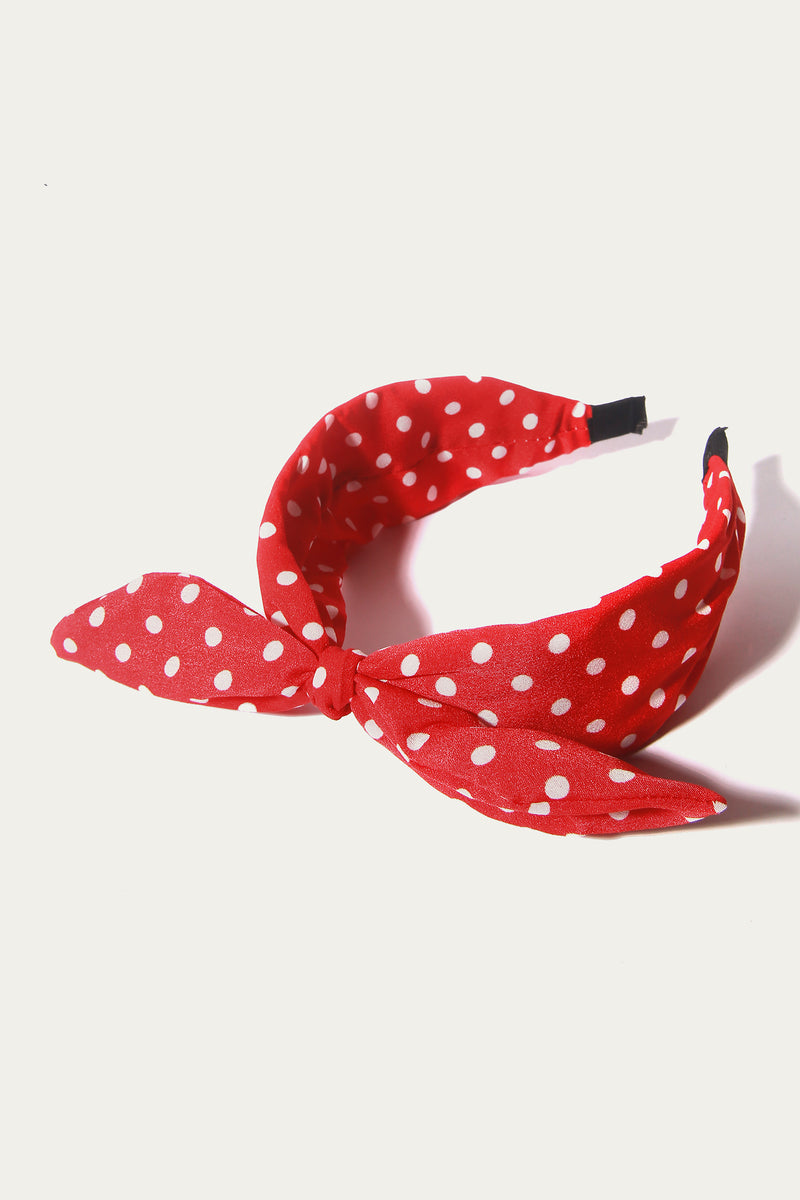 Head Band - Soft Plastic+Fabric Silk Dots | Red - Best Kids Clothing Brands In Pakistan Online|Minnie Minors