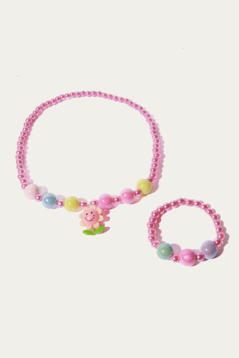 Necklace & Bracelet Set - Soft Rubber+Beads | Multi - Best Kids Clothing Brands In Pakistan Online|Minnie Minors