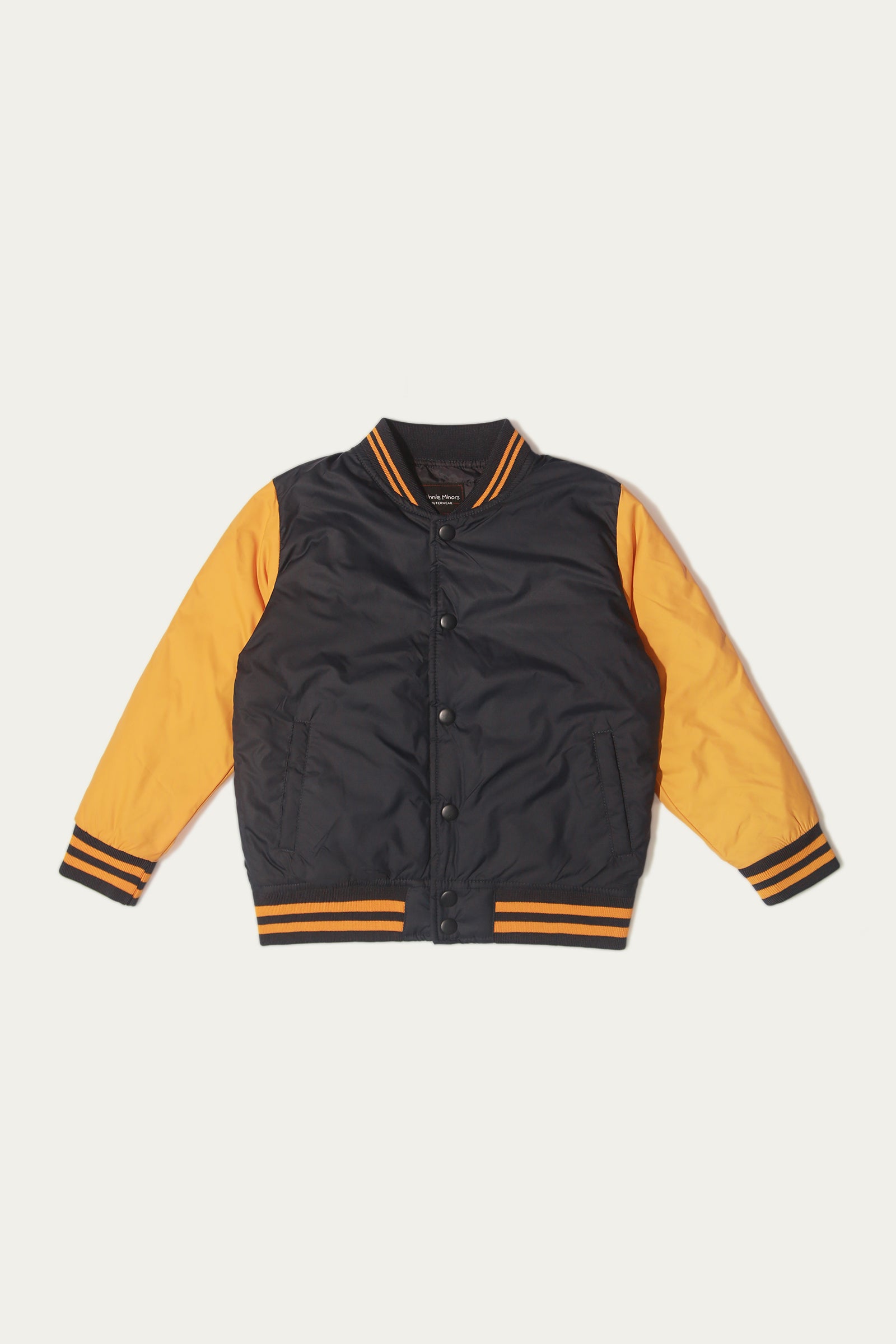 Jacket With Rib Collar - Soft Parachute | Navy &Amp; Mustard - Best Kids Clothing Brands In Pakistan Online|Minnie Minors