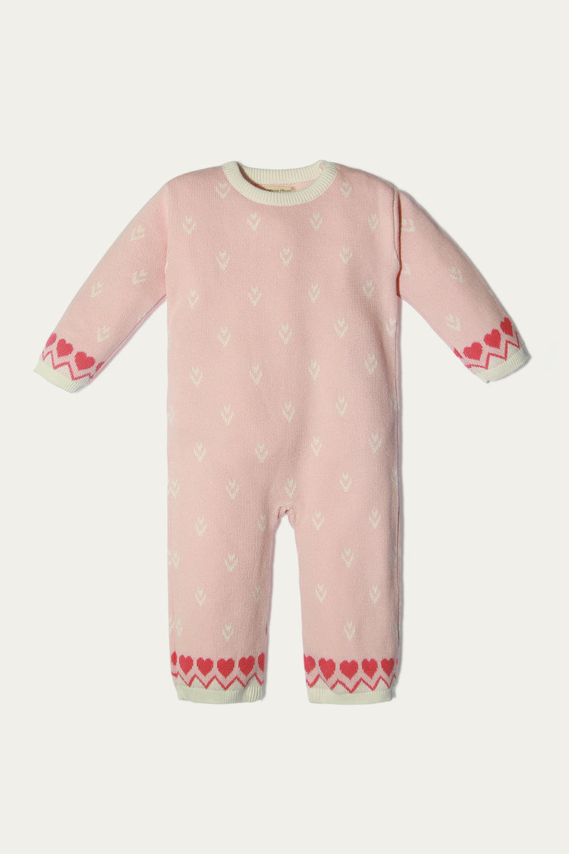 Jacquard Sweater Romper - Soft Cotton | Light Pink - Best Kids Clothing Brands In Pakistan Online|Minnie Minors