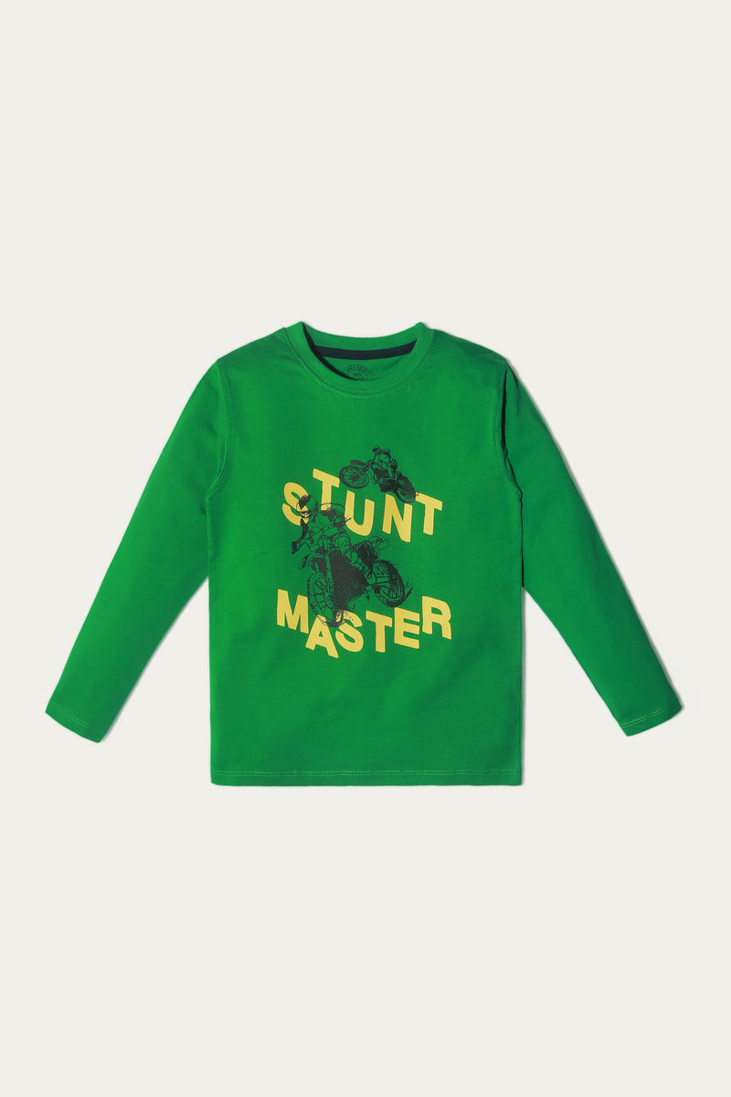 Long Sleeve Graphic T-Shirt - Soft Jersey | Green - Best Kids Clothing Brands In Pakistan Online|Minnie Minors