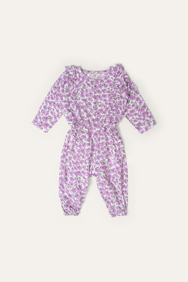Jumpsuit - Soft Printed Linen | White - Best Kids Clothing Brands In Pakistan Online|Minnie Minors