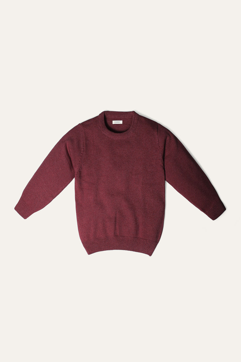Crew Neck Sweater - Soft Cotton | Burgundy - Best Kids Clothing Brands In Pakistan Online|Minnie Minors