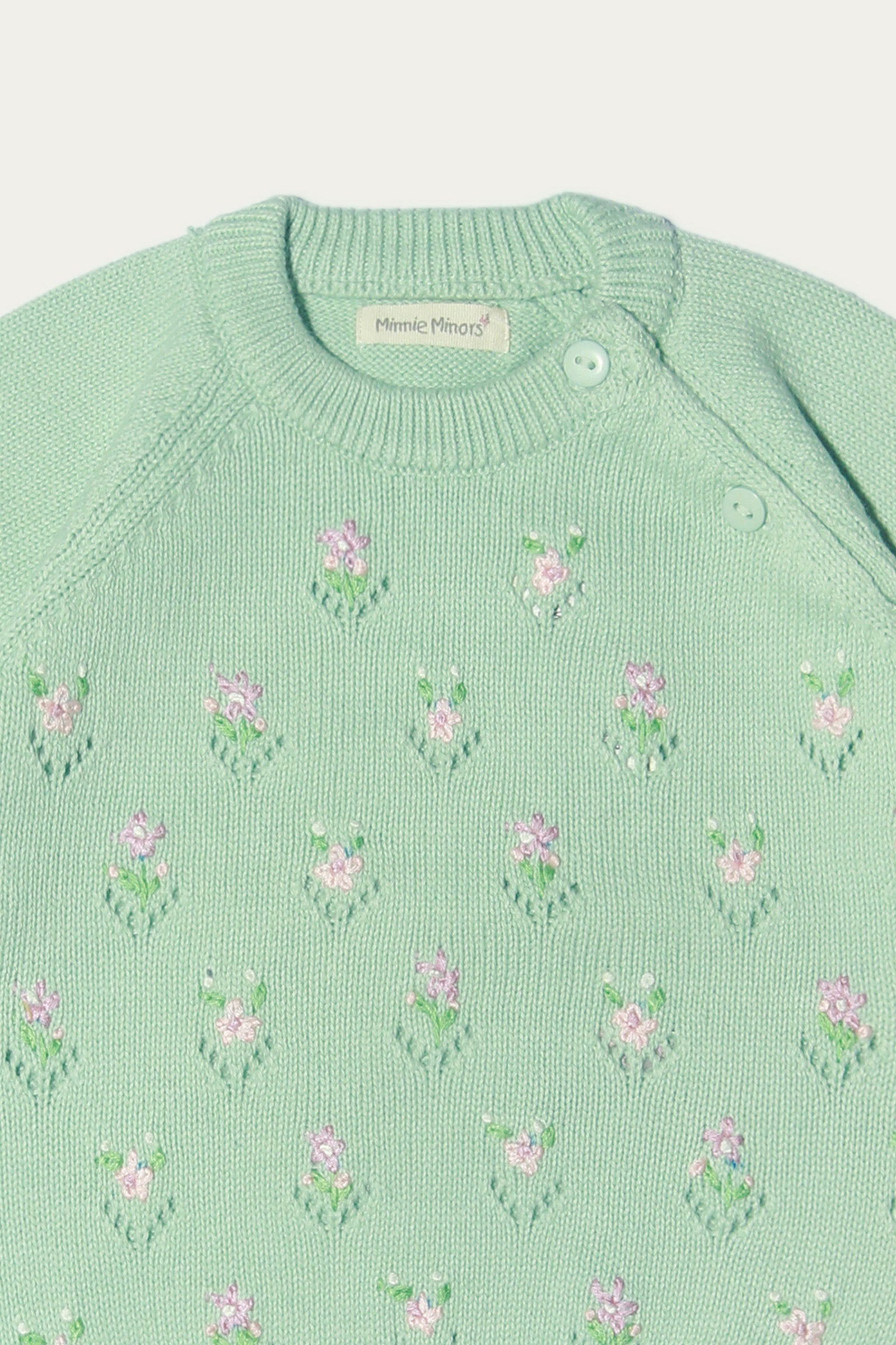 Raglan Sleeve Crew Neck Crocheted Sweater with Hand work (IGMMS-032)