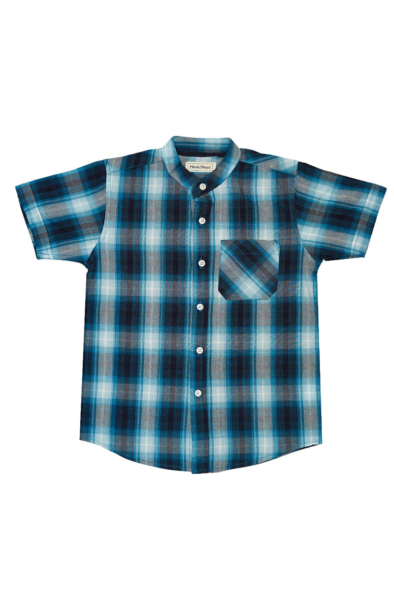 Short Sleeve Checkered Shirt With Graphic T-Shirt And Shorts (SST-140)