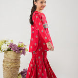 Printed Gharara With Shirt and Embellished Waistcoat (DGFS-37)