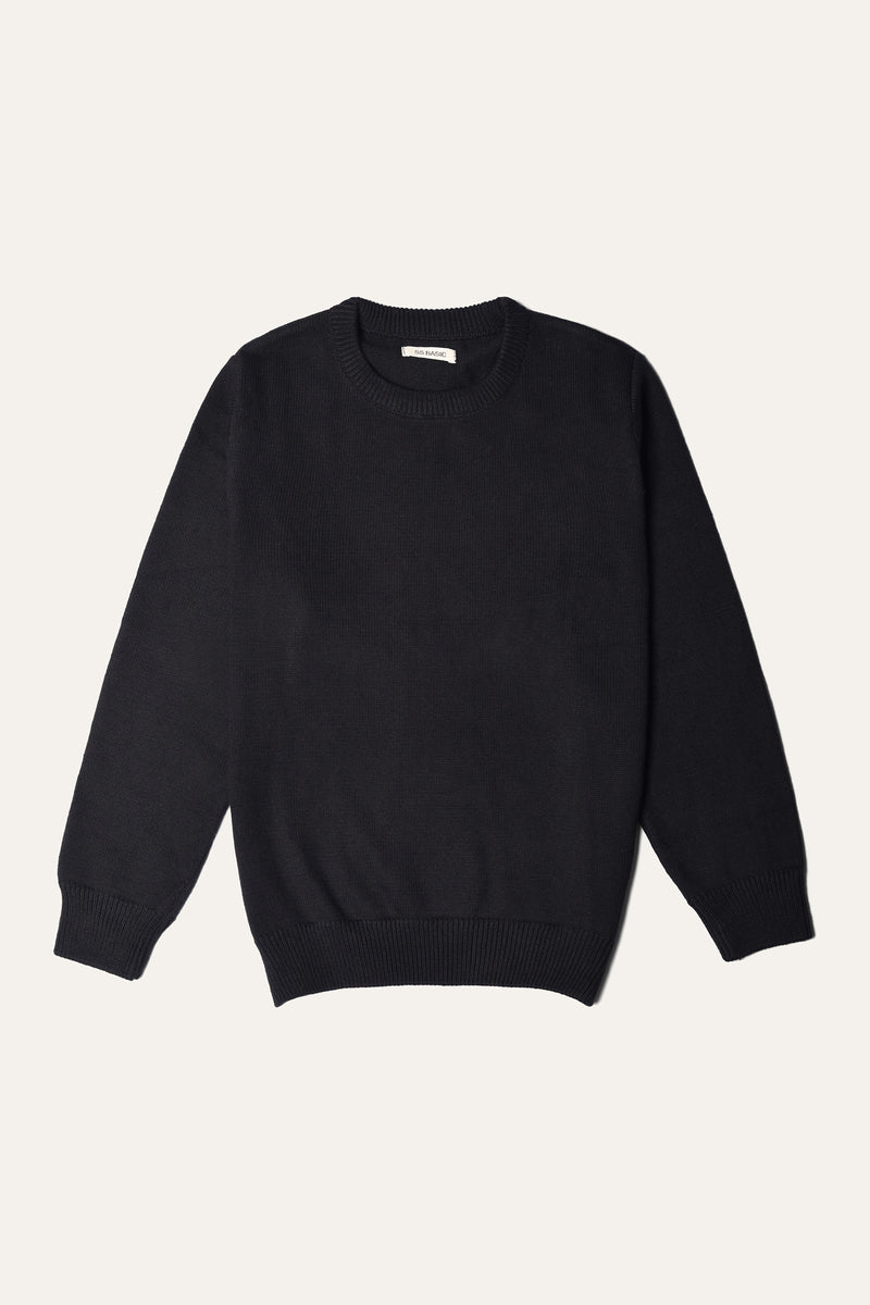 Crew Neck Sweater - Soft Cotton | Black - Best Kids Clothing Brands In Pakistan Online|Minnie Minors