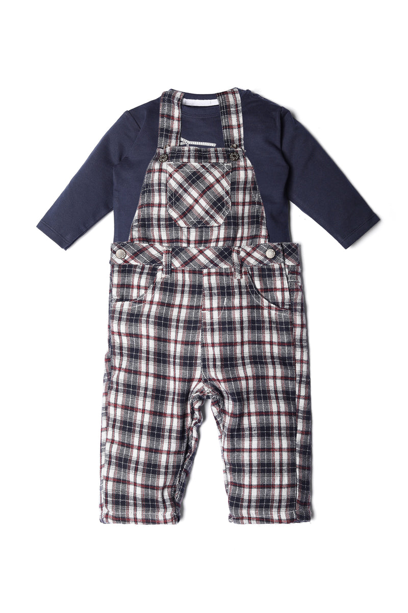 Dungaree & Bodysuit - Soft Terry/ Flannel Check1200Mtrs/Jersey Lining Allover | Assorted - Best Kids Clothing Brands In Pakistan Online|Minnie Minors