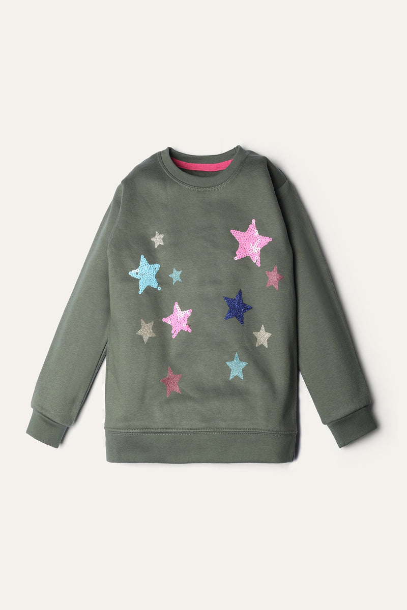 Graphic Sweatshirt - Soft Fleece | Pine - Best Kids Clothing Brands In Pakistan Online|Minnie Minors