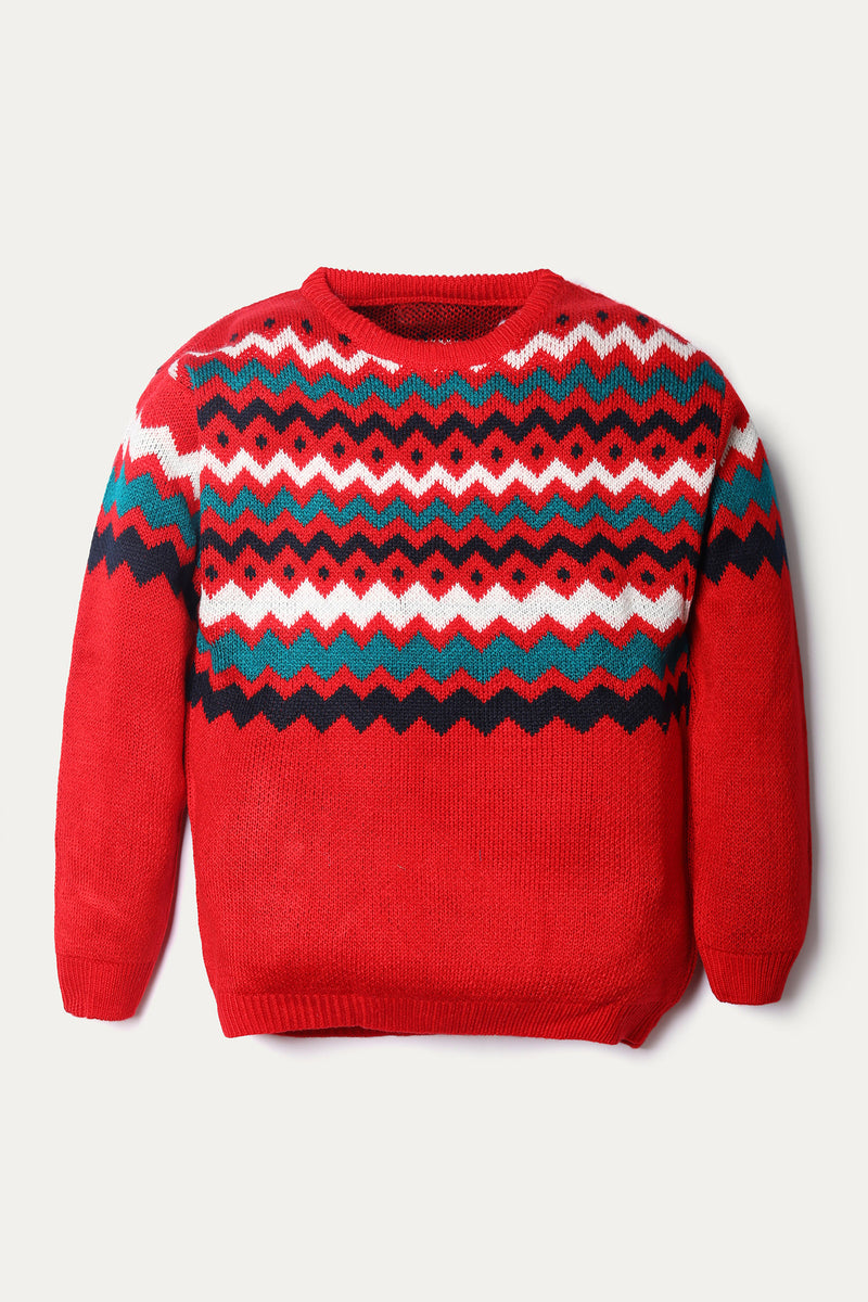 MOCK NECK JACQUARD KNIT SWEATER (SSGSTR-88R)