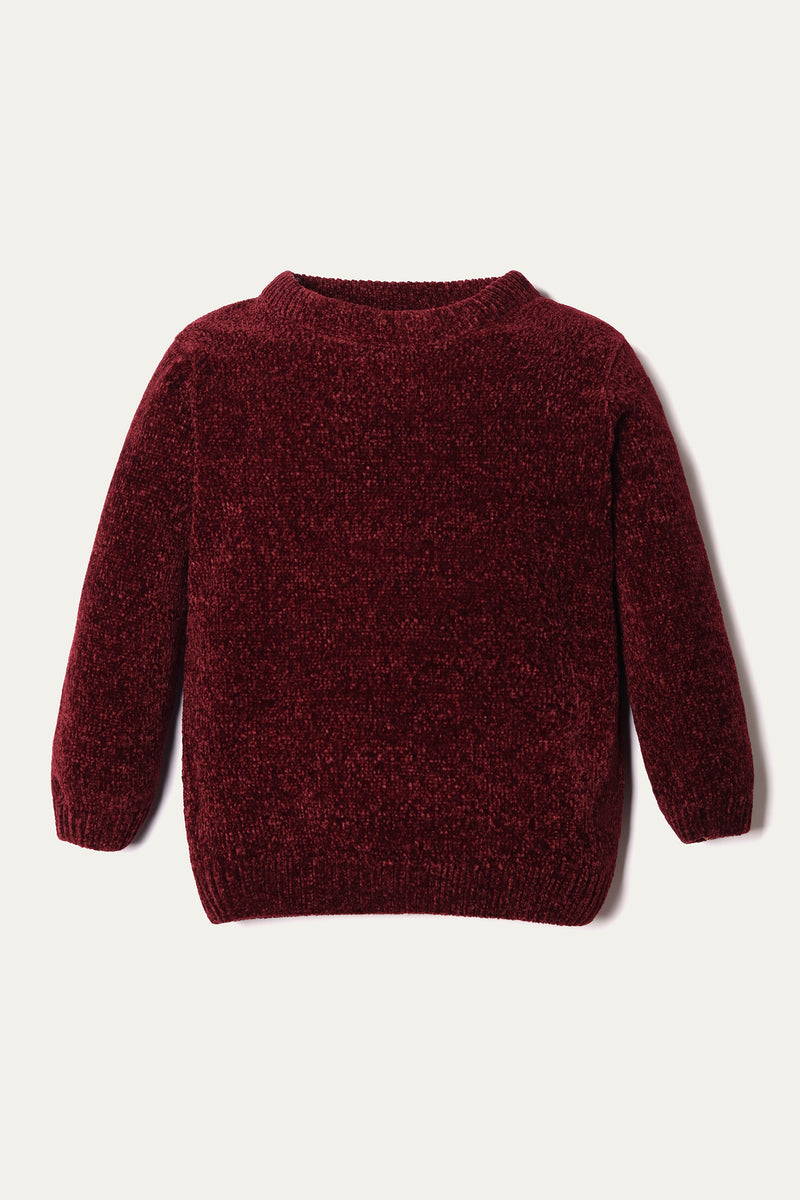 Cropped Sweater - Soft Velvet | Brown - Best Kids Clothing Brands In Pakistan Online|Minnie Minors