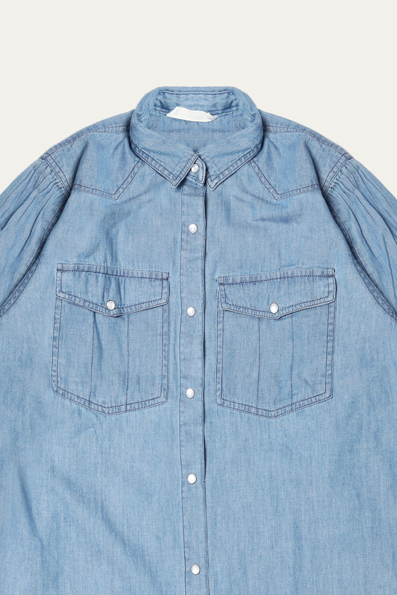 BUTTON DOWN SHIRT WITH PUFF SLEEVE (MSGTU-01)