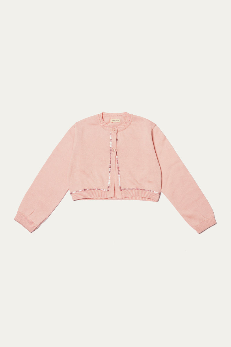 Shrug Sweater - Soft Cotton | Pink - Best Kids Clothing Brands In Pakistan Online|Minnie Minors