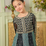 Embroidered Frock With Slip And Trousers (DGFS-58)