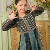 Embroidered Frock With Slip And Trousers (DGFS-58)