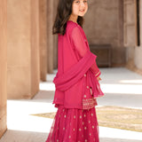 Embellished Kameez & Gharara With Dupatta (GPW-1150)