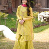 Embellished Gown, Shirt & Gharara With Dupatta (GPW-1145)