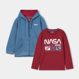 T-Shirt And Zip Through Raglan Sleeve Hoodie (BJT-056)