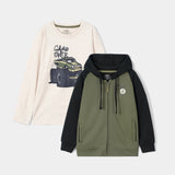 T-Shirt And Zip Through Raglan Sleeve Hoodie (BJT-057)